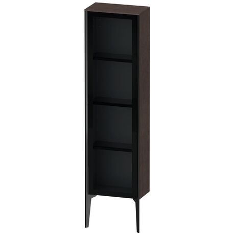 Semi-tall cabinet, XV1365LB272 Hinge position: Left, Front: Parsol grey, Corpus: Brushed dark oak Matt, Real wood veneer, Profile colour: Black, Profile: Black