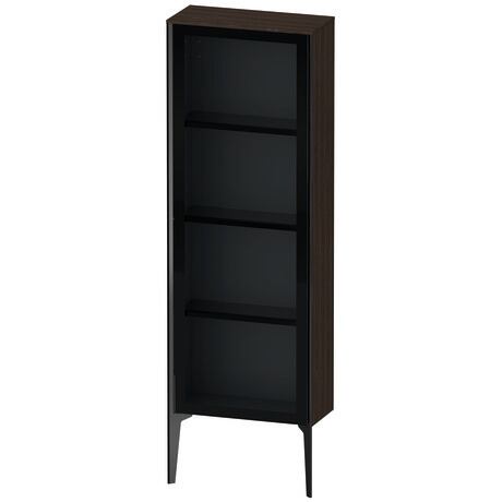 Semi-tall cabinet, XV1366LB269 Hinge position: Left, Front: Parsol grey, Corpus: Brushed walnut Matt, Real wood veneer, Profile colour: Black, Profile: Black
