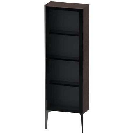 Semi-tall cabinet, XV1366LB272 Hinge position: Left, Front: Parsol grey, Corpus: Brushed dark oak Matt, Real wood veneer, Profile colour: Black, Profile: Black