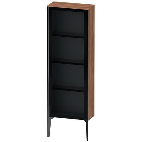 Semi-tall cabinet, XV1366LB279 Hinge position: Left, Front: Parsol grey, Corpus: Walnut Matt, Decor, Profile colour: Black, Profile: Black