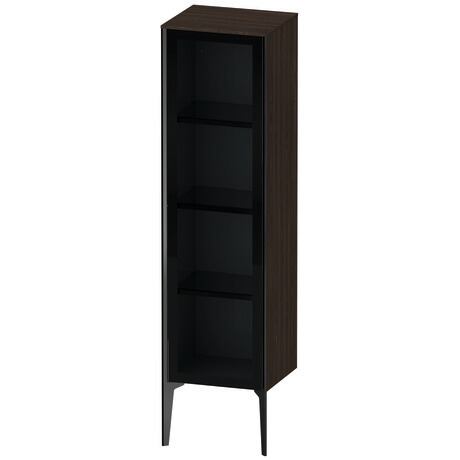 Semi-tall cabinet, XV1367LB269 Hinge position: Left, Front: Parsol grey, Corpus: Brushed walnut Matt, Real wood veneer, Profile colour: Black, Profile: Black