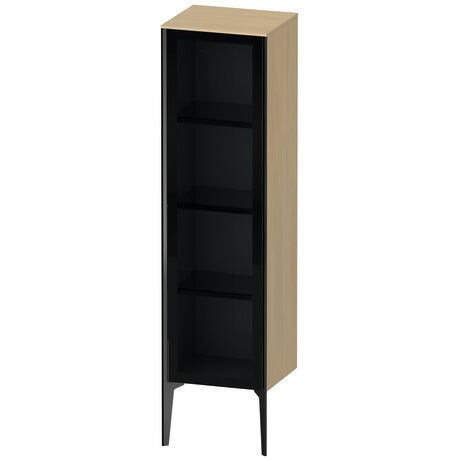 Semi-tall cabinet, XV1367LB271 Hinge position: Left, Front: Parsol grey, Corpus: Mediterranean oak Matt, Real wood veneer, Profile colour: Black, Profile: Black