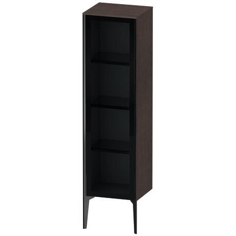Semi-tall cabinet, XV1367LB272 Hinge position: Left, Front: Parsol grey, Corpus: Brushed dark oak Matt, Real wood veneer, Profile colour: Black, Profile: Black