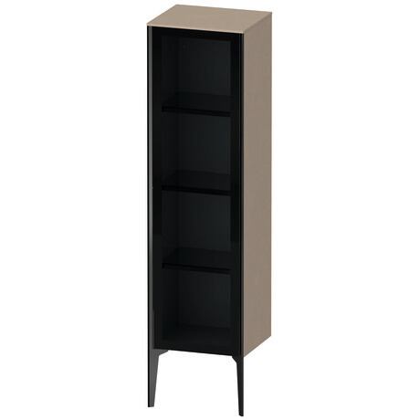 Semi-tall cabinet, XV1367LB275 Hinge position: Left, Front: Parsol grey, Corpus: Linen Matt, Decor, Profile colour: Black, Profile: Black