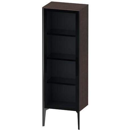 Semi-tall cabinet, XV1368LB272 Hinge position: Left, Front: Parsol grey, Corpus: Brushed dark oak Matt, Real wood veneer, Profile colour: Black, Profile: Black