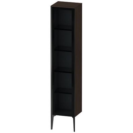 Tall cabinet, XV1375LB269 Hinge position: Left, Front: Parsol grey, Corpus: Brushed walnut Matt, Real wood veneer, Profile colour: Black, Profile: Black