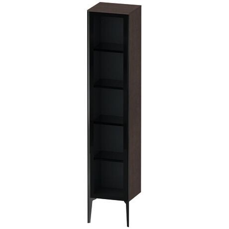 Tall cabinet, XV1375LB272 Hinge position: Left, Front: Parsol grey, Corpus: Brushed dark oak Matt, Real wood veneer, Profile colour: Black, Profile: Black