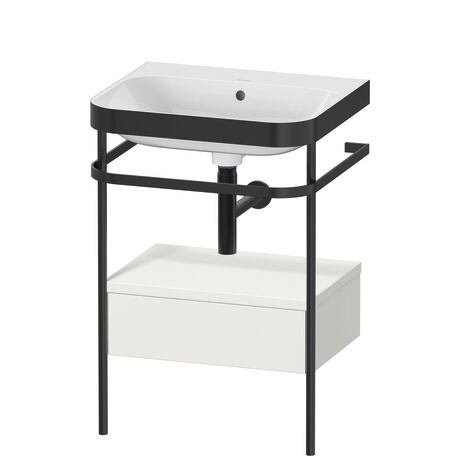 c-bonded set with metal console and drawer, HP4740N3939 Nordic white Satin Matt, Lacquer, Shelf material: Highly compressed MDF panel