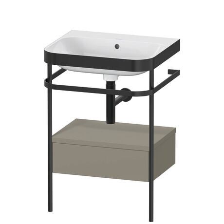c-bonded set with metal console and drawer, HP4740N9292 Stone grey Satin Matt, Lacquer, Shelf material: Highly compressed MDF panel
