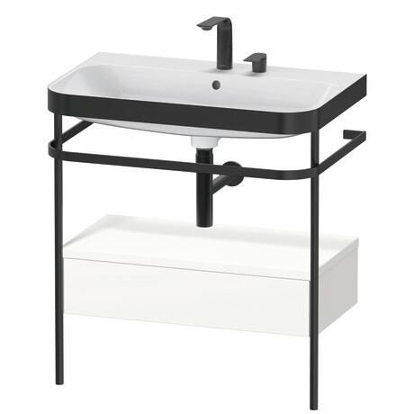 c-bonded set with metal console and drawer, HP4742E3636 White Satin Matt, Lacquer, Shelf material: Highly compressed MDF panel