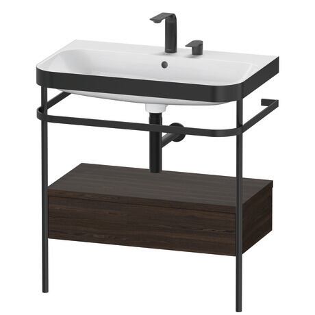 c-bonded set with metal console and drawer, HP4742E6969 Brushed walnut Matt, Real wood veneer, Shelf material: Highly compressed three-layer chipboard