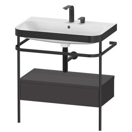 c-bonded set with metal console and drawer, HP4742E8080 Graphite Super Matt, Decor, Shelf material: Highly compressed three-layer chipboard