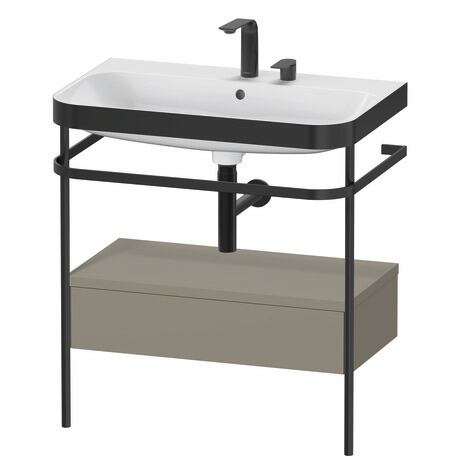 c-bonded set with metal console and drawer, HP4742E9292 Stone grey Satin Matt, Lacquer, Shelf material: Highly compressed MDF panel