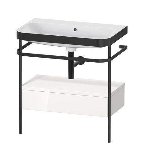 c-bonded set with metal console and drawer, HP4742N2222 White High Gloss, Decor, Shelf material: Highly compressed three-layer chipboard
