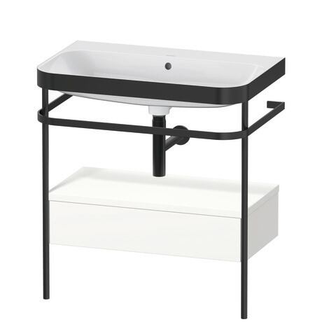 c-bonded set with metal console and drawer, HP4742N3636 White Satin Matt, Lacquer, Shelf material: Highly compressed MDF panel