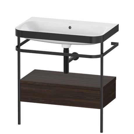 c-bonded set with metal console and drawer, HP4742N6969 Brushed walnut Matt, Real wood veneer, Shelf material: Highly compressed three-layer chipboard