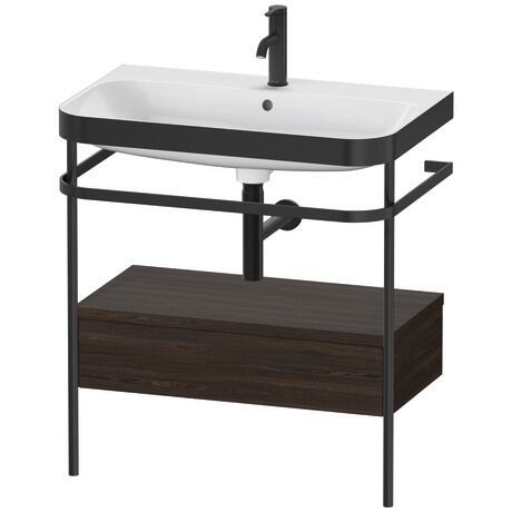 c-bonded set with metal console and drawer, HP4742O6969 Brushed walnut Matt, Real wood veneer, Shelf material: Highly compressed three-layer chipboard