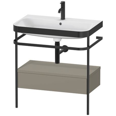c-bonded set with metal console and drawer, HP4742O9292 Stone grey Satin Matt, Lacquer, Shelf material: Highly compressed MDF panel