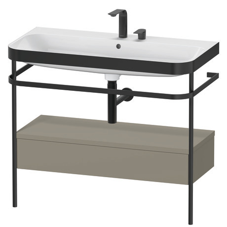 c-bonded set with metal console and drawer, HP4743E9292 Stone grey Satin Matt, Lacquer, Shelf material: Highly compressed MDF panel