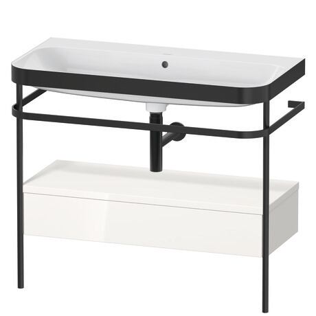 c-bonded set with metal console and drawer, HP4743N2222 White High Gloss, Decor, Shelf material: Highly compressed three-layer chipboard