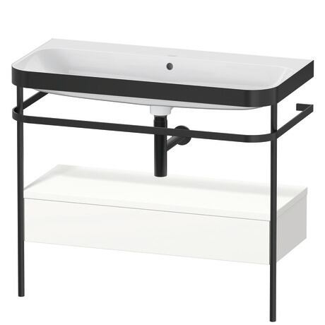 c-bonded set with metal console and drawer, HP4743N3636 White Satin Matt, Lacquer, Shelf material: Highly compressed MDF panel