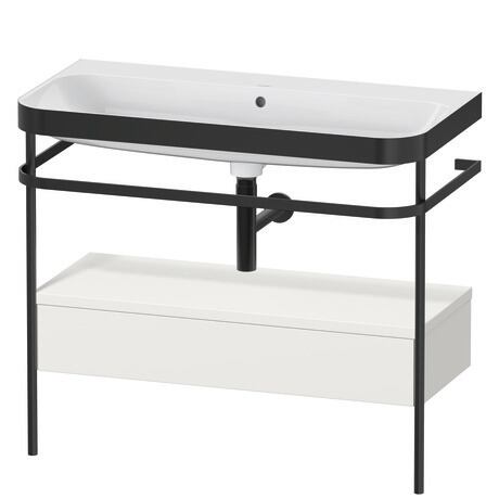 c-bonded set with metal console and drawer, HP4743N3939 Nordic white Satin Matt, Lacquer, Shelf material: Highly compressed MDF panel