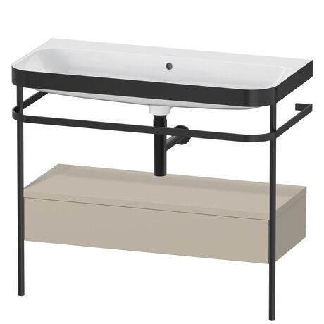 c-bonded set with metal console and drawer, HP4743N6060 taupe Satin Matt, Lacquer, Shelf material: Highly compressed MDF panel