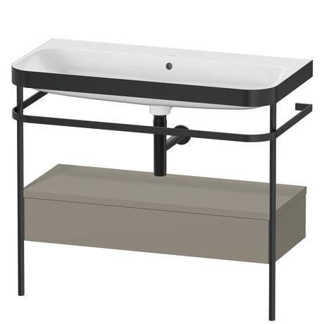 c-bonded set with metal console and drawer, HP4743N9292 Stone grey Satin Matt, Lacquer, Shelf material: Highly compressed MDF panel