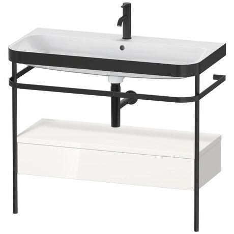 c-bonded set with metal console and drawer, HP4743O2222 White High Gloss, Decor, Shelf material: Highly compressed three-layer chipboard