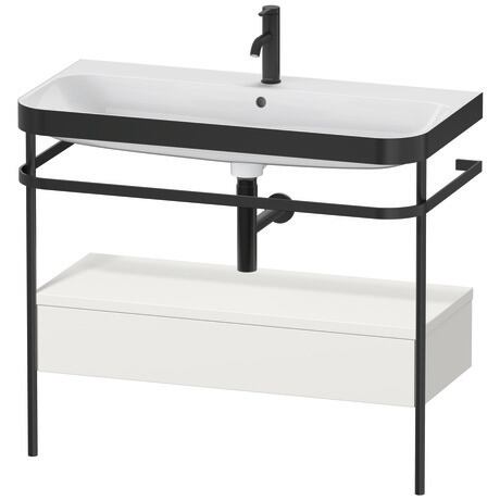c-bonded set with metal console and drawer, HP4743O3939 Nordic white Satin Matt, Lacquer, Shelf material: Highly compressed MDF panel