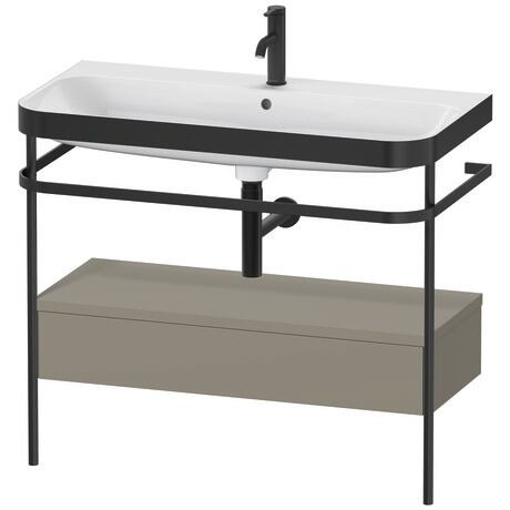 c-bonded set with metal console and drawer, HP4743O9292 Stone grey Satin Matt, Lacquer, Shelf material: Highly compressed MDF panel