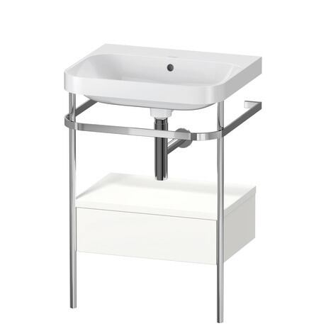 c-shaped Set with metal console and drawer, HP4840N3636 White Satin Matt, Lacquer, Shelf material: Highly compressed MDF panel