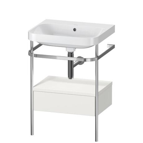 c-shaped Set with metal console and drawer, HP4840N3939 Nordic white Satin Matt, Lacquer, Shelf material: Highly compressed MDF panel