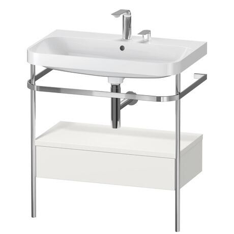c-shaped Set with metal console and drawer, HP4842E3939 Nordic white Satin Matt, Lacquer, Shelf material: Highly compressed MDF panel