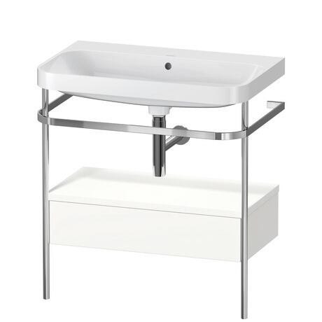 c-shaped Set with metal console and drawer, HP4842N3636 White Satin Matt, Lacquer, Shelf material: Highly compressed MDF panel