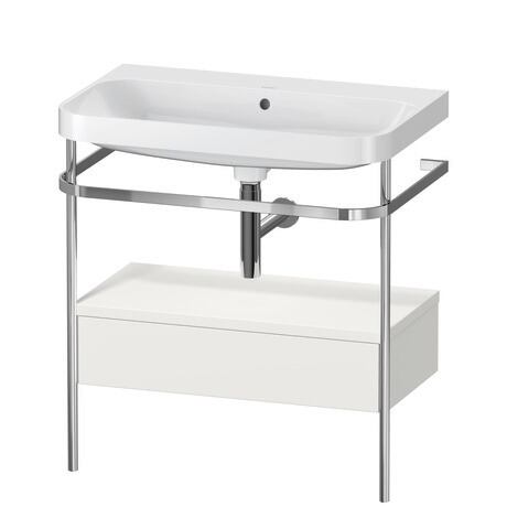 c-shaped Set with metal console and drawer, HP4842N3939 Nordic white Satin Matt, Lacquer, Shelf material: Highly compressed MDF panel