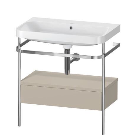 c-shaped Set with metal console and drawer, HP4842N6060 taupe Satin Matt, Lacquer, Shelf material: Highly compressed MDF panel