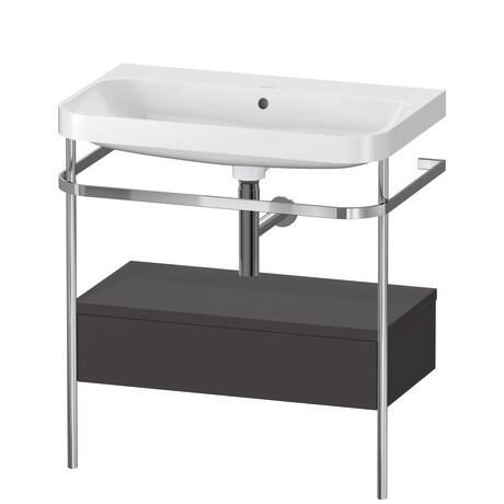 c-shaped Set with metal console and drawer, HP4842N8080 Graphite Super Matt, Decor, Shelf material: Highly compressed three-layer chipboard