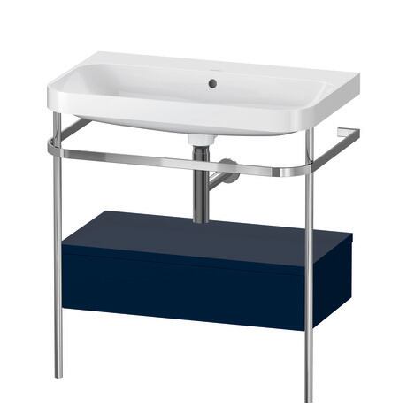 c-shaped Set with metal console and drawer, HP4842N9898 Night blue Satin Matt, Lacquer, Shelf material: Highly compressed MDF panel