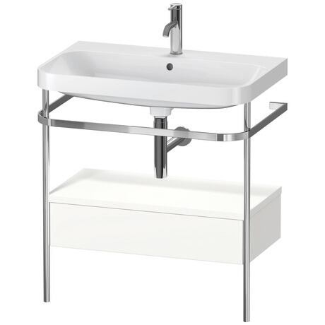c-shaped Set with metal console and drawer, HP4842O3636 White Satin Matt, Lacquer, Shelf material: Highly compressed MDF panel