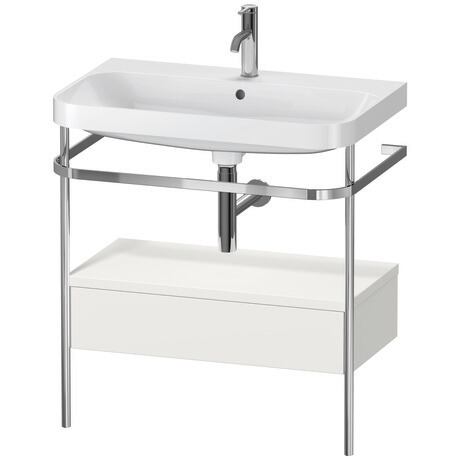 c-shaped Set with metal console and drawer, HP4842O3939 Nordic white Satin Matt, Lacquer, Shelf material: Highly compressed MDF panel