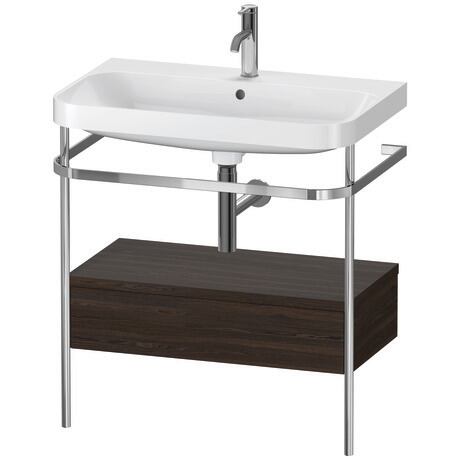 c-shaped Set with metal console and drawer, HP4842O6969 Brushed walnut Matt, Real wood veneer, Shelf material: Highly compressed three-layer chipboard