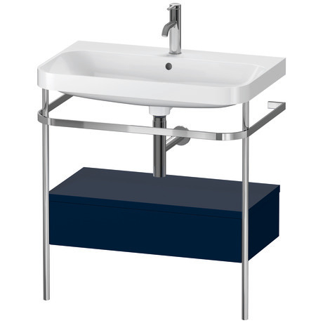 c-shaped Set with metal console and drawer, HP4842O9898 Night blue Satin Matt, Lacquer, Shelf material: Highly compressed MDF panel