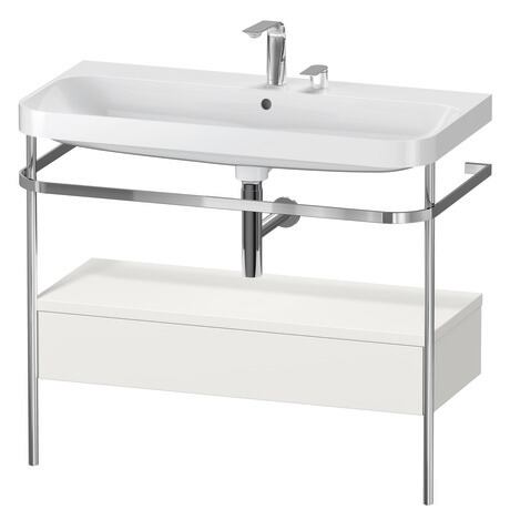 c-shaped Set with metal console and drawer, HP4843E3939 Nordic white Satin Matt, Lacquer, Shelf material: Highly compressed MDF panel
