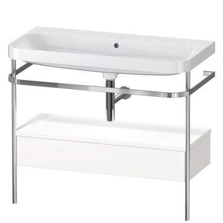 c-shaped Set with metal console and drawer, HP4843N3636 White Satin Matt, Lacquer, Shelf material: Highly compressed MDF panel