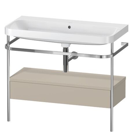 c-shaped Set with metal console and drawer, HP4843N6060 taupe Satin Matt, Lacquer, Shelf material: Highly compressed MDF panel