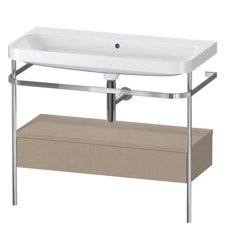 c-shaped Set with metal console and drawer, HP4843N7575 Linen Matt, Decor, Shelf material: Highly compressed three-layer chipboard