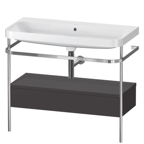 c-shaped Set with metal console and drawer, HP4843N8080 Graphite Super Matt, Decor, Shelf material: Highly compressed three-layer chipboard