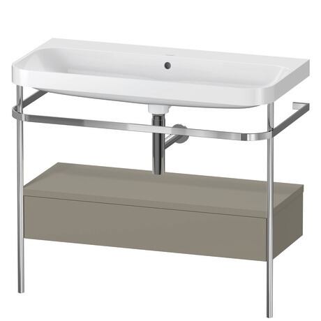 c-shaped Set with metal console and drawer, HP4843N9292 Stone grey Satin Matt, Lacquer, Shelf material: Highly compressed MDF panel