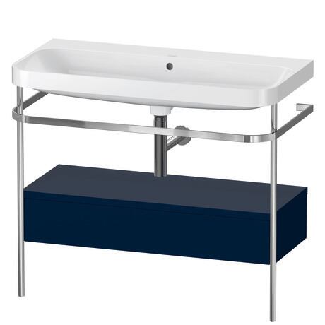 c-shaped Set with metal console and drawer, HP4843N9898 Night blue Satin Matt, Lacquer, Shelf material: Highly compressed MDF panel